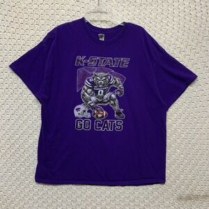 Kansas State Wildcat Football 2024‎ Go Cats Mascot Shirt Size 2XL Purple Graphic